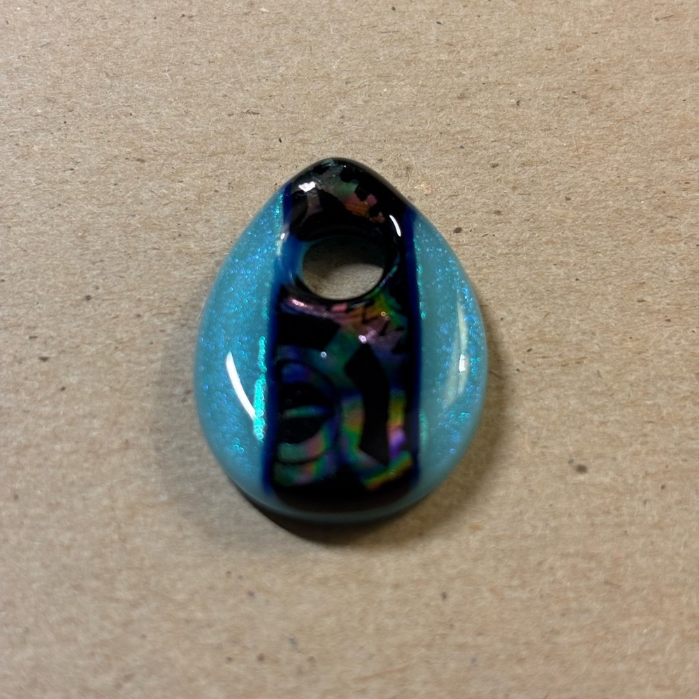 Handmade Stylish Blue and Black Teardrop Pendant